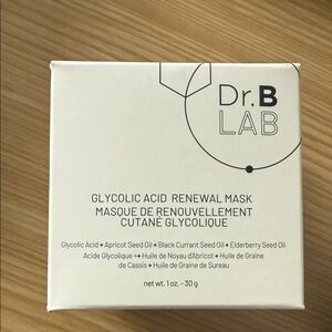 Dr. B Lab Glycolic Acid Renewal Mask 1oz Refines Skin Texture - NEW IN BOX***
